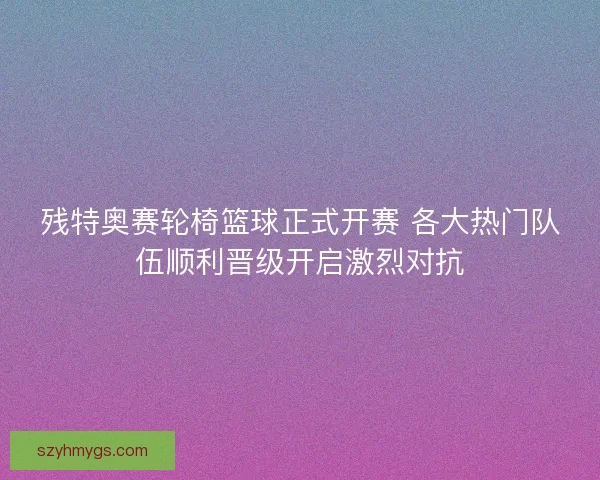 残特奥赛轮椅篮球正式开赛 各大热门队伍顺利晋级开启激烈对抗