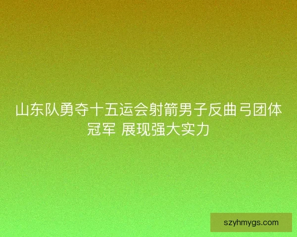 山东队勇夺十五运会射箭男子反曲弓团体冠军 展现强大实力