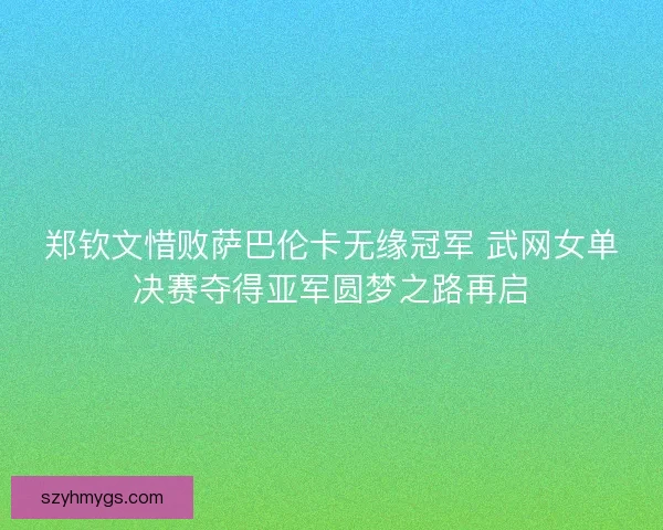 郑钦文惜败萨巴伦卡无缘冠军 武网女单决赛夺得亚军圆梦之路再启 郑钦文惜败萨巴伦卡无缘冠军 武网女单决赛夺得亚军圆梦之路再启